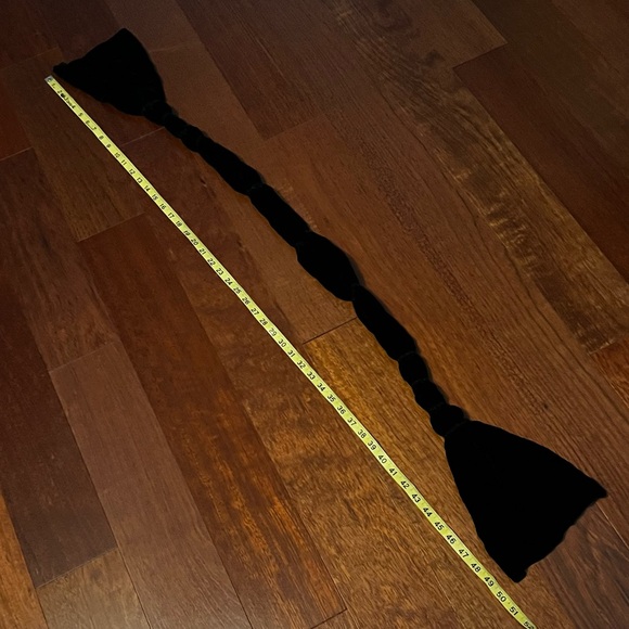 Nine West Silk Blend Velour Velvet Scarf Black Ruched Stretch - Picture 3 of 6